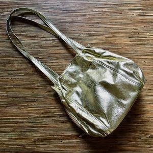 SAS Gold Handbag Leather Hobo Lots of Pockets Shoulder Bag